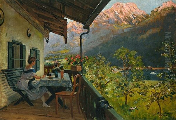 In Der Sommerfrische Am Konigssee Oil Painting by Robert Voelcker