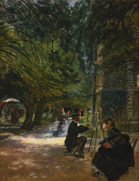 On The Terrace At Haddon Hall Oil Painting by Douglas Volk