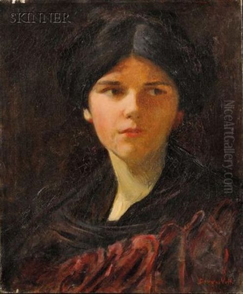 Portrait Of A Young Lady (the Artist's Daughter?) Oil Painting by Douglas Volk