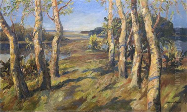 Birkenwald Oil Painting by Hans Voelker