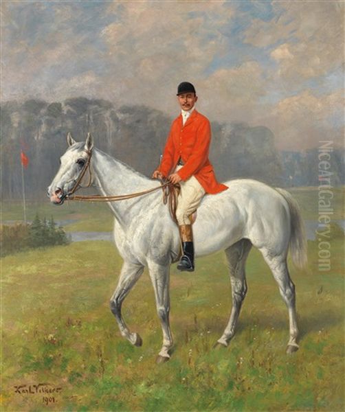 Hunter Oil Painting by Karl Volkers