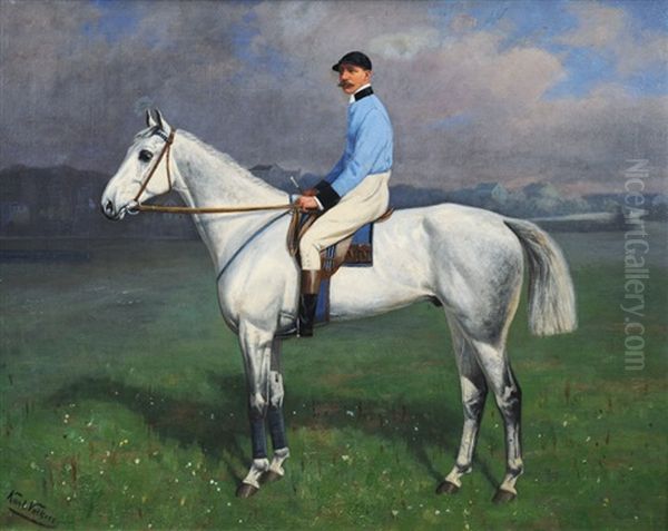 A. Andersen On The Back Of Sportsman Oil Painting by Karl Volkers