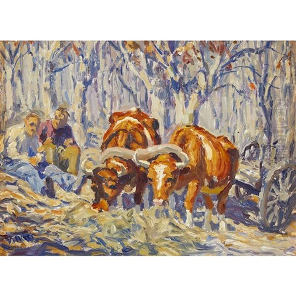 Wood For The Winter Oil Painting by Edward Charles Volkert