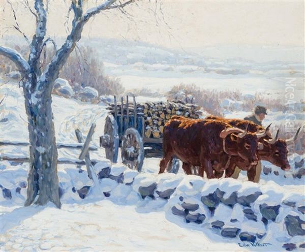 Winter Work, Conn Oil Painting by Edward Charles Volkert