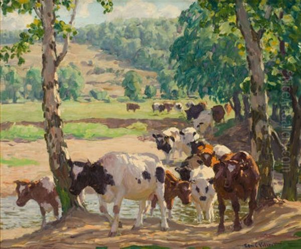 Shaded Stream Oil Painting by Edward Charles Volkert