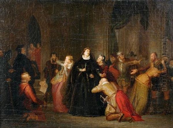 Mary, Queen Of Scots Being Led Away To Her Death Oil Painting by Wilhelm Volkhart