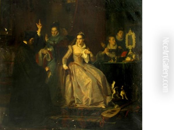 John Knox Admonishing Mary, Queen Of Scots Oil Painting by Wilhelm Volkhart