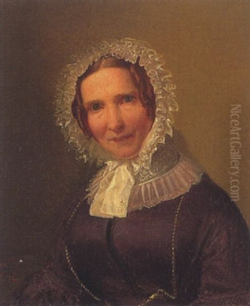 Buldnis Einer Alteren Dame Mit Spitzenhaubchen Oil Painting by Wilhelm Volkhart