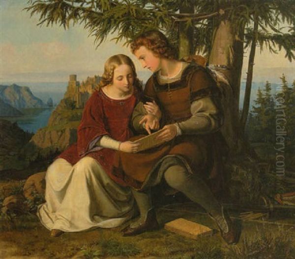 Frithjof Und Ingeborg Oil Painting by Wilhelm Volkhart