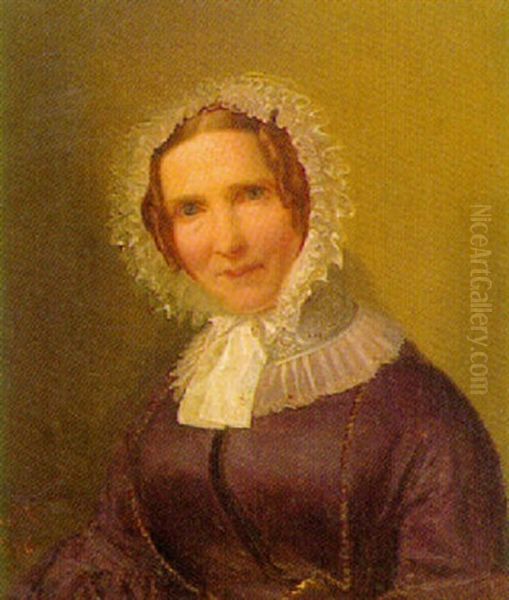 Portrat Einer Alteren Dame Mit Spitzenhaubchen Oil Painting by Wilhelm Volkhart