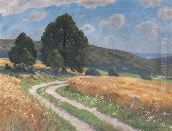 Sommerlandschaft Oil Painting by Hans Richard Von Volkmann