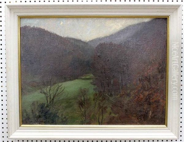 Herbstliches Schwarzwaldtal In Der Dammerung Oil Painting by Hans Richard Von Volkmann