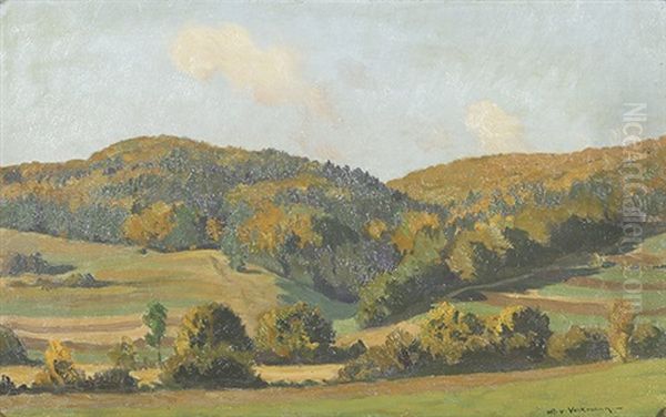 Milde Herbstsonne Oil Painting by Hans Richard Von Volkmann