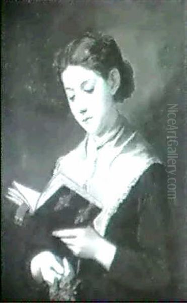 Junges Madchen Mit Buch Oil Painting by Antonie Volkmar