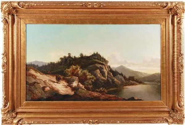 Hudson River Landscape Oil Painting by Charles Volkmar