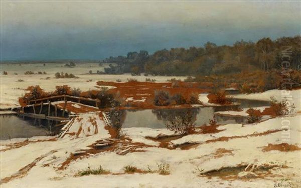 Weite Russische Landschaft Zur Schneeschmelze Oil Painting by Efim Efimovich Volkov