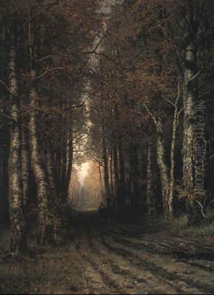 Alley Of Trees Oil Painting by Efim Efimovich Volkov