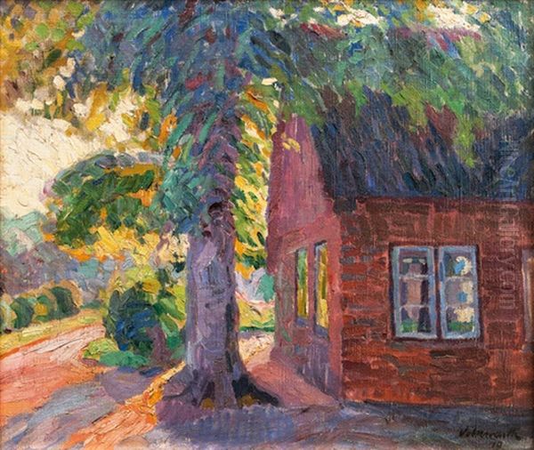 Farm House Oil Painting by Hugo Volkwarth