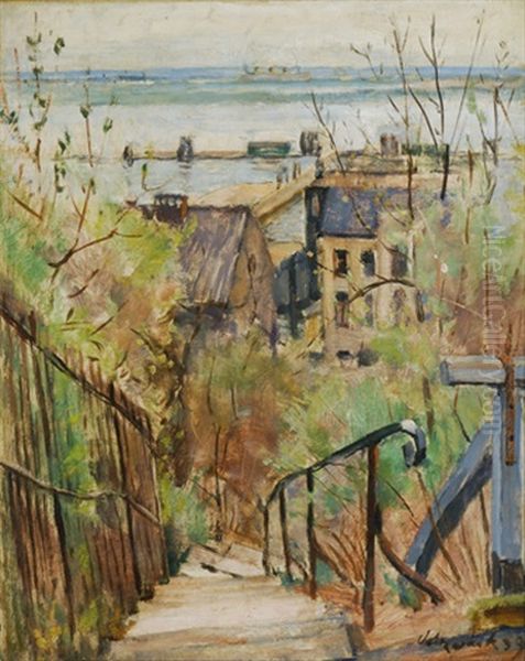 Blankenese Oil Painting by Hugo Volkwarth