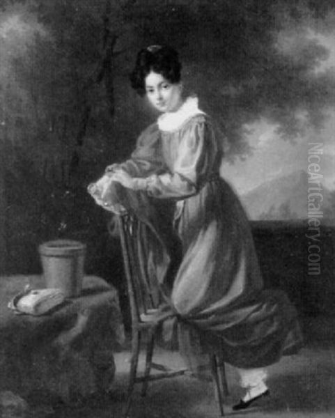 Portrat Einer Jungen Frau In Schwarzem Kleid Oil Painting by Johann Gustav Vollenweider