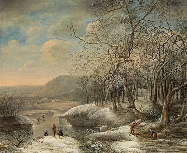 Winter Landscape Oil Painting by Johann Christian Vollerdt