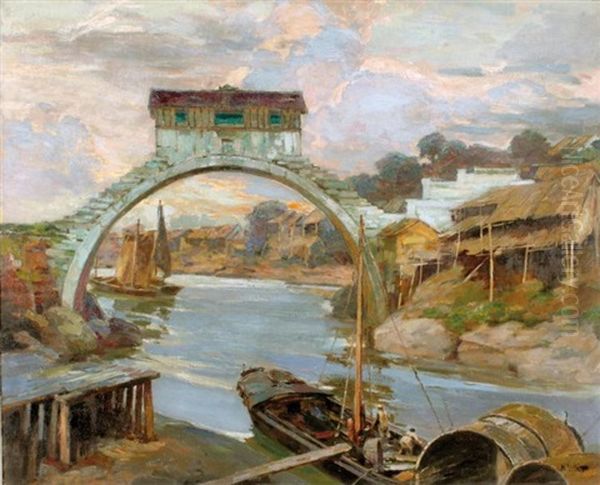 Pont De Likim Au Vietnam Oil Painting by Henri Emile Vollet