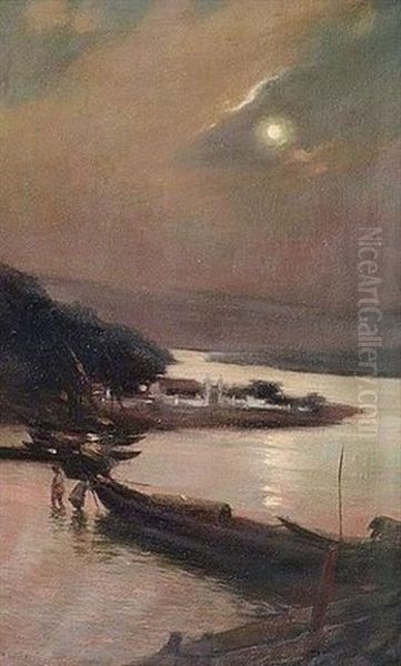 Clair De Lune Au Vietnam Oil Painting by Henri Emile Vollet