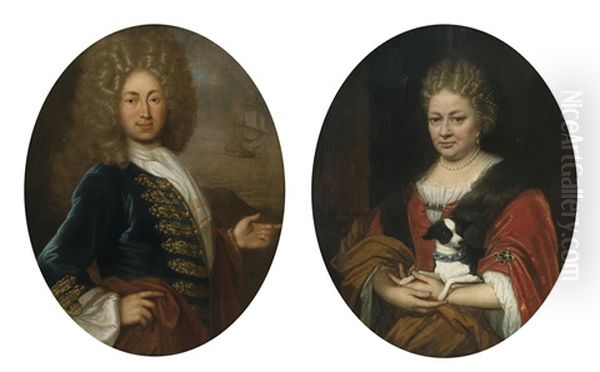 Portraits Of A Man And A Woman (pair) Oil Painting by Jan Vollevens the Elder