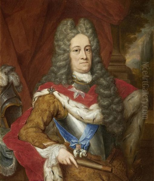 Portrait Of A Military Gentleman, Possibly Frederick Iv Oil Painting by Johannes Vollevens the Younger