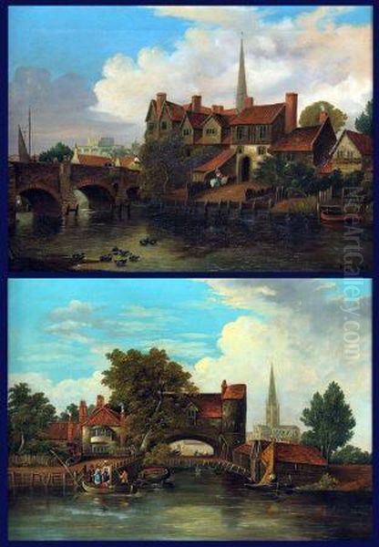 Bishops Bridge And Pulls Ferry Oil Painting by Henry Bright