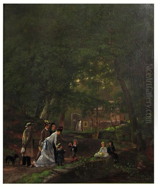 Picnic In The Glen Oil Painting by Joseph Vollmering