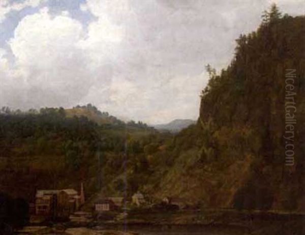 Mill In The Adirondacks Oil Painting by Joseph Vollmering