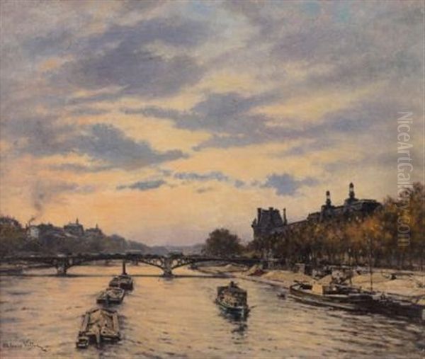 Pont Du Carrousel Et Le Louvre Oil Painting by Alexis Vollon