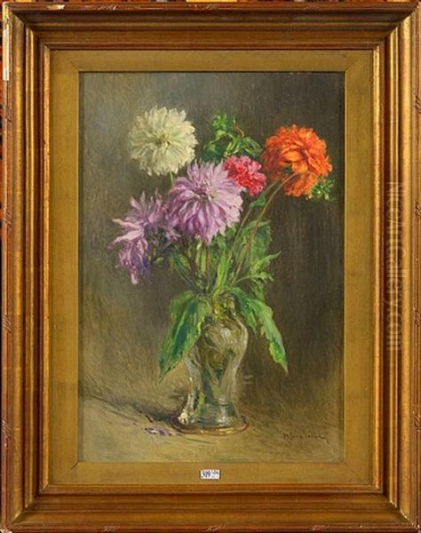 Vase De Dahlias Oil Painting by Alexis Vollon