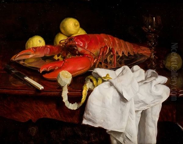 Narturaleza Muerta Con Langosta Y Limones Oil Painting by Antoine Vollon