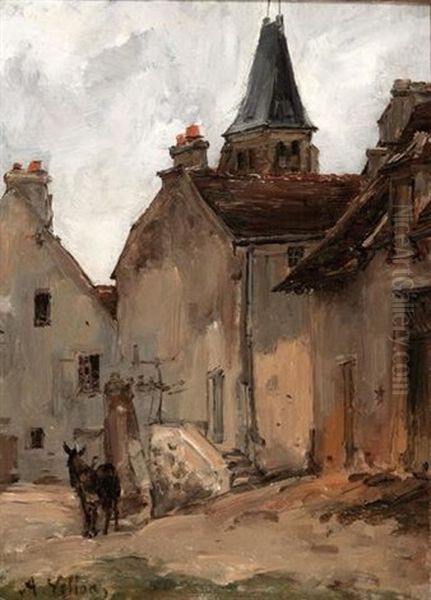 Ane Pres De La Fontaine Du Village Oil Painting by Antoine Vollon