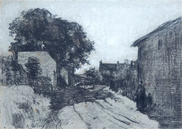 A Tranquil Street In Barbizon Oil Painting by Antoine Vollon