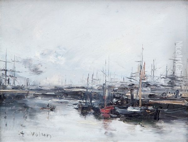 Harbour View, France Oil Painting by Antoine Vollon