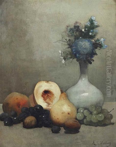 Nature Morte, Fruits Et Fleurs by Antoine Vollon