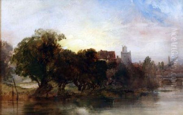 On The Banks Of The River Oil Painting by Henry Bright