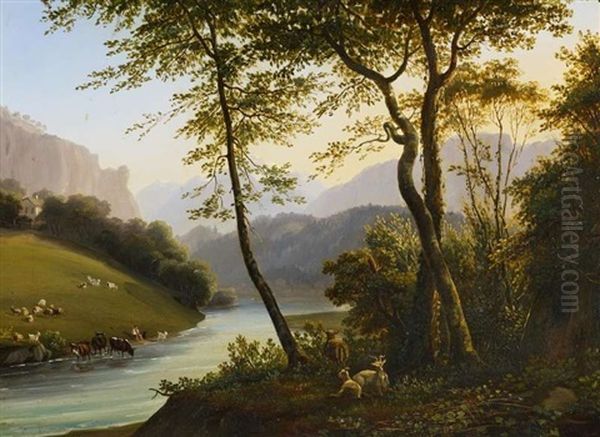 Au Canton De Bern Oil Painting by Georg Volmar