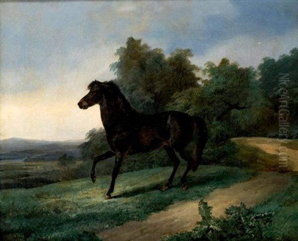 Cheval A L'arret Dans Un Paysage Champetre, 1827 Oil Painting by Johann Georg Volmar