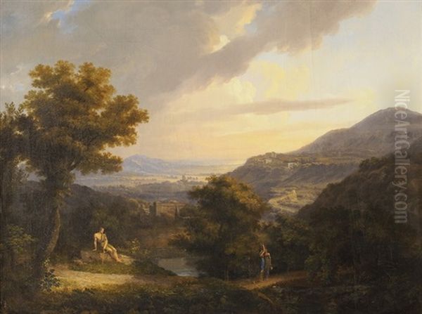 Italienische Landschaft Mit Staffage Oil Painting by Johann Georg Volmar