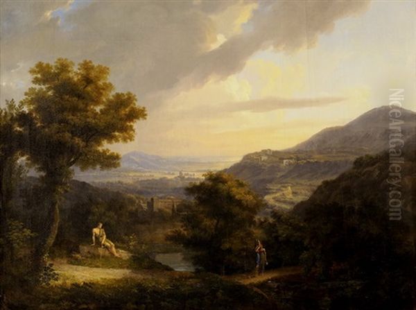 Italienische Landschaft Mit Staffage Oil Painting by Johann Georg Volmar