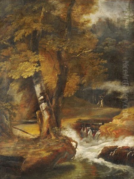 Gefechtsszene Im Wald Oil Painting by Johann Georg Volmar