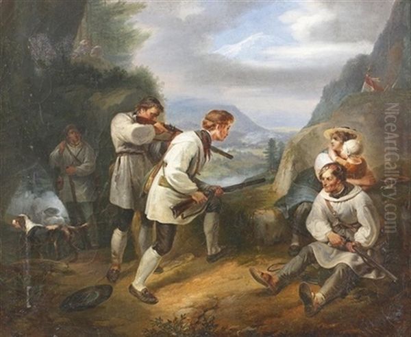 Alpler Im Kampf Mit Franzosen Oil Painting by Johann Georg Volmar