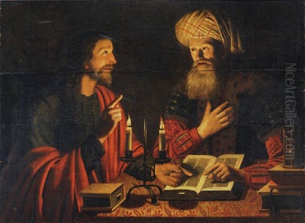 Christ Instructing Nicodemus Oil Painting by Cryn Hendricksz Volmaryn