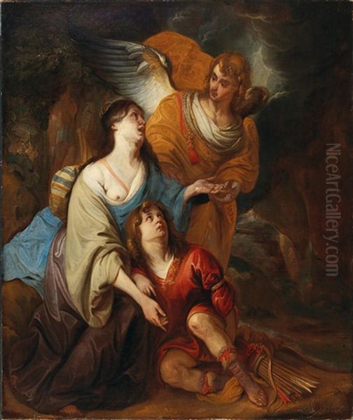 Hagar And Ismael Oil Painting by Pieter Crynse Volmaryn