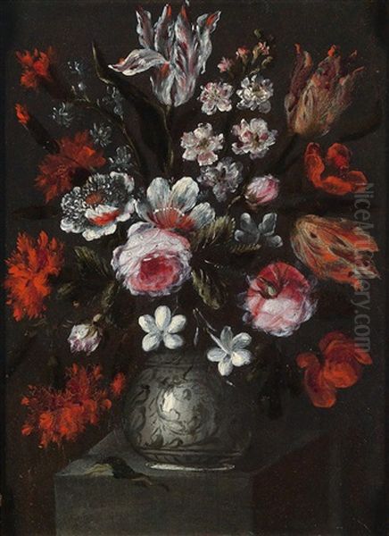 Blumenstillleben (+ Another; Pair) Oil Painting by Francesco Volo