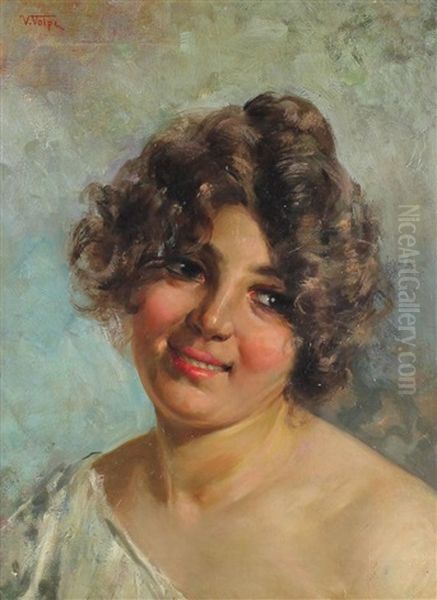 Portrait Of A Woman Oil Painting by Vincenzo Volpe